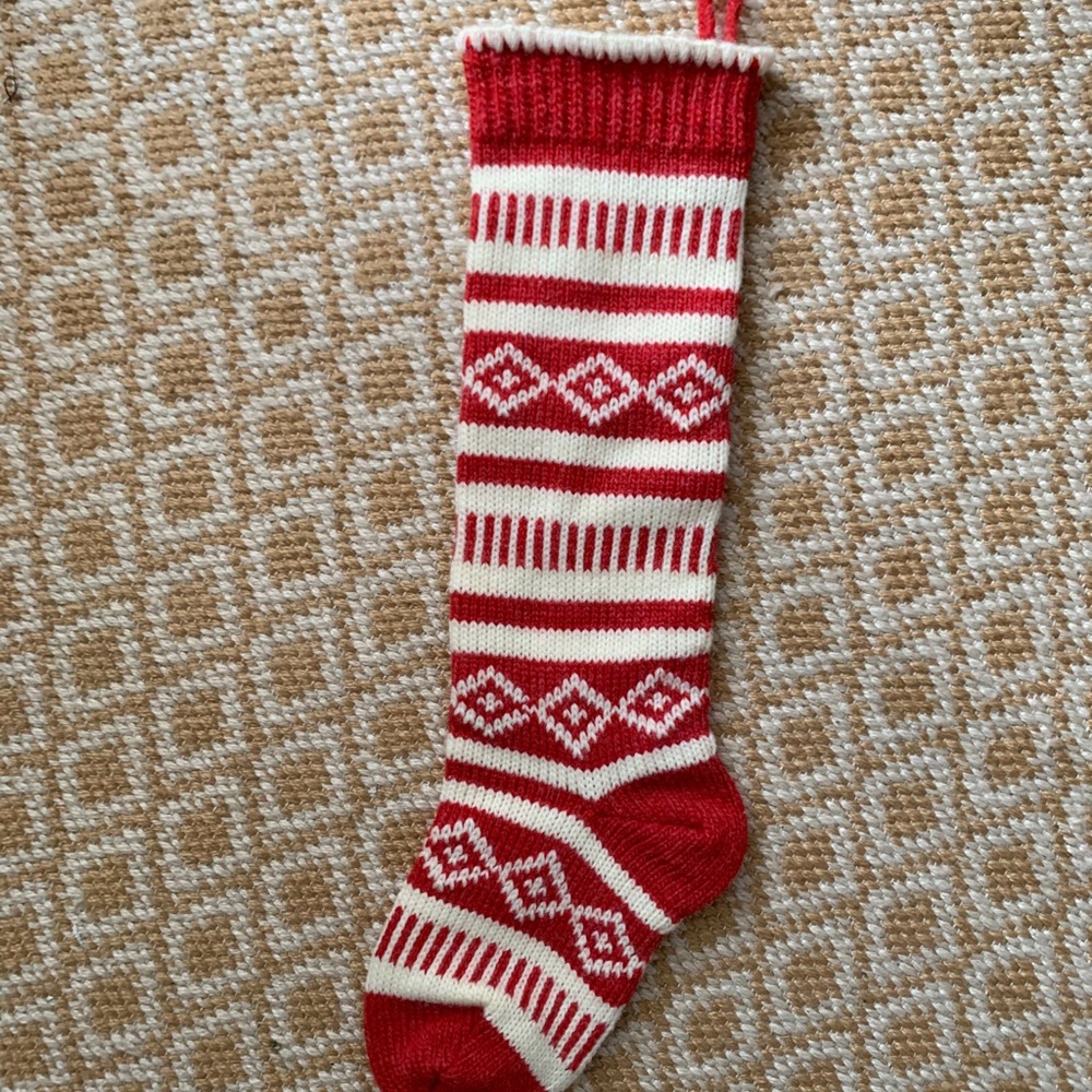 Red and white knit stocking